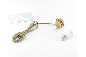 HORUS PARALUMI Adattatore Portalampada E27 per Bottiglia Lampada di Vino, Champagne, Spumante con filo e interruttore giallo oro - Lampada LED Inclusa