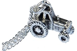 Miniblings Tractor Collana in Argento - Gioielli di Moda a Mano Ho Ciondolo Catena Lunghezza: 45cm - Farm Auto Contadino
