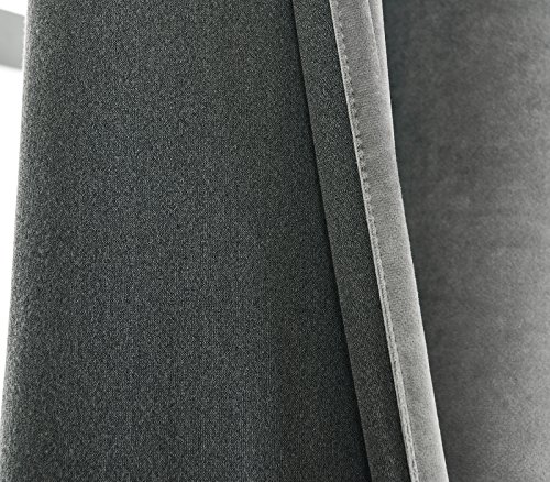 WOLTU® #490 Gardinen Vorhänge blickdicht mit Ösen , ULTRA schwere beflockte Thermogardine Verdunkelungsgardine , Plüschvorhang Verdunkelungsvorhang Ösenschal , 135×245 cm , Hellgrau - 5