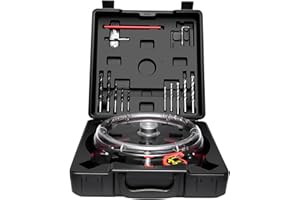 HUKOER Profesional Cortadora eficiente de Agujeros para Sierra Circular Tamaño de Diámetro Ajustable (40-200 mm) para Orificios de Ventilación, Luces Empotradas en Techos, Paredes y Suelos