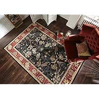 Rugs With Flair Ziegler Arak - Alfombra/Tapete Estilo Persa para salón y Comedor - Clásico y Tradicional -Negro/Oxido 160 x 230cm