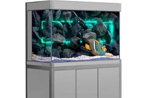 SB LITTLE Pegatina de fondo de acuario, piedra de roca para pared, rectángulo cian, luz de neón, impresión HD, papel tapiz de fondo de pecera, decoración de paisaje de PVC (11.8 x 23.6 pulgadas (30 x 60 cm)
