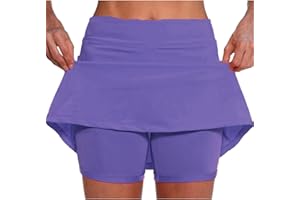 NSICBMNO Skorts for Women Plus Size High Rise Waisted Tennis Skorts Stretchy Athletic Pleated Skirts Inner Legging Shorts Golf Yoga Running Skirts Skorts Workout Sports Skorts Clearance