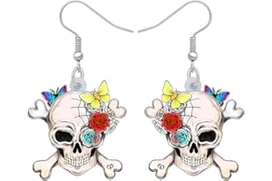 LONYOO Boucles d'oreilles en Acrylique Pirate Crâne de Sucre Dangle Pirate Halloween Cadeaux pour Femmes Filles Bijoux