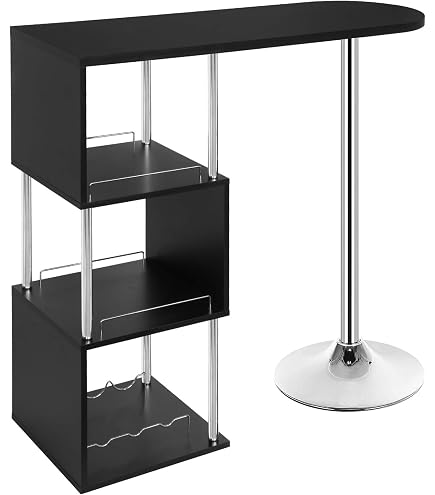 Bartisch Mit 2 Tischplatten – Küchentheke, Stehtisch, Tresen – Schwarz 130x40x120 Cm