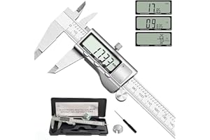 BENTRIP Electronic Calipers Measuring Tool, Stainless Steel Digital Vernier Caliper with Large LCD Screen, 150mm 0-6", Digital Micrometer with MM/Inch/Fraction Unit Conversion