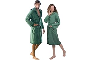 nice homeit Accappatoio Donna e Uomo in Spugna 100% Cotone - Accappatoio Super Assorbente con Cappuccio - Morbido, Leggero, Anti-Pilling, Design Italiano