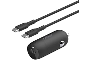 ‎BELKIN Belkin BoostCharge Szybka ładowarka samochodowa 30W, kompaktowa konstrukcja z portem USB-C Power Delivery, w zestawie kabel USB-C-USB-C, obsługa urządzeń iPhone 15, Galaxy S24, iPad, Pixel i innych