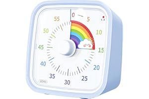 Xinbeiya Minuteur Visuel Arc-en-Ciel avec étui de Protection, Rainbow Timer Enfant Compte à Rebours de 60 Minutes Minuteur pour Enfants et Adultes, Outil de Gestion du Temps Silencieux(Bleu Clair)
