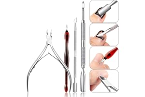 LUKYTIMO Taglia Cuticole Professionale 4 Pezzi, Tronchesino in Acciaio Inox Pedicure e Manicure con Remover Pelle Morta Piedi e Mani per Unghie Incarnite Tagliaunghie Tronchesine di Precisione (4 Pezzi)