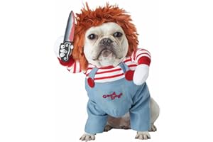 NEZABABY Hundekostüm Chucky Puppe Cosplay Anzug Rollenspiele Lustiges Haustiere Hunde Kostüm für Halloween Party Hundekleidung Outfit