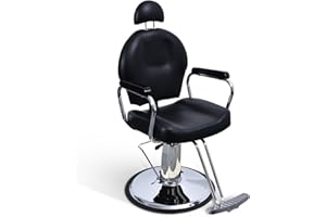 BarberPub Barbiere Elegante per Donna Barbiere Idraulico Parrucchiere Girevole Reclinabile Capacità Regolabile Saloni di Bellezza 3022BK