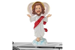 Pzuryhg Figurine de collection religieuse Jésus Bobblehead pour tableau de bord de voiture, 7,5 x 4,5 x 12,7 cm, décoration symbolique inspirante, ornement basé sur la foi pour la maison, le bureau