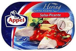 ‎APPEL Appel Herring Fillets, Delicate Fish Fillets Salsa Picante, MSC Certified, 200g