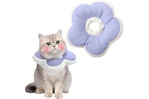 Kinretixia® Collerette pour chats et petits chiens - Forme de fleur douce pour une récupération rapide après une chirurgie et une blessure - Réglable (violet)
