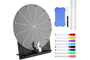 Hojalis Glücksrad zum Drehen, 29cm Hölzernes Glücksrad, Gluecksrad Gluecksrad,12 Slots Roulette Spinner des Glücks mit Radiergummi und Markierstift für Glücksspinnspiel, Karneval, Hauspartys (Schwarz)