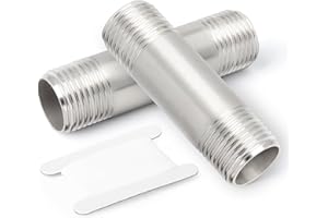 TAISHER 2 pezzi Raccordi per tubi in acciaio inox, 3/8" BSP x 3/8" BSP maschio filettato, tubo fuso con nipplo di 50 mm di lunghezza, per acqua, olio, aria e gas
