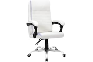HLFURNIEU Sedia da Ufficio Comoda, Sedia Ergonomica da Ufficio, Sedia Scrivania Rilassante, Sedia Ufficio Regolabile in Altezza, Sedia Gaming con Braccioli Collegati, Bianco