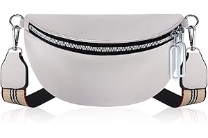 Aucenix Bauchtasche Damen Crossbody Bags - Gürteltasche Handtasche mit Breiter Gurt für Mädchen, Mode Hüfttasche mit verstellbarem Riemen, Stylisch Crossbag mit Premium PU Leder (Weiß)