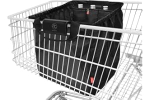 achilles Torba na wózek na zakupy, składana z komorą chłodniczą i przegródkami na butelki, torba na zakupy na wszystkie standardowe wózki na zakupy, czarna, 54x35x39 cm