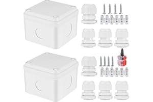 HEOZHUYI 2 Stück IP66 wasserdichte Anschlussdose, Abzweigdose Aufputz Wasserdicht, Verteilerdose Außen, elektronische Kabelverbinder Kabelverschraubung, mit Schraubendreher, 75x75x50 mm/weiß