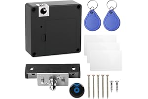 WIYETY Cerradura Inteligente Invisible NFC, 2 Llaveros, 3 Tarjetas RFID, Cerradura Inteligente Oculta para Cajones, Armarios, Armarios de Almacenamiento, Negro
