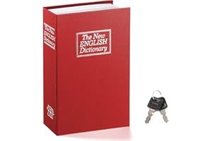 Book Safe with Key Lock - Parrency Dictionary Diversion Metal Hidden Safe Lock Box, 9 1/2" x 6" x 1 1/3", Red Medium, SBH-M011