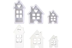 TheStriven 3 Stück Silikonform Haus Silikonformen Epoxidharz Silikonform Gießform Haus Häuser Gießformen Silikon Häuser Haus Silikon Gießform Haus Häuser für Sojawachs Kerzen, Seife, Handwerk (B)