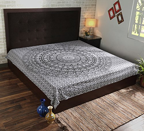 Indisch Mandala Tapetsry Wandbehang Schwarz Weiß Boho Groß Baumwolle Wandteppich White Hippie Tapisserie Elephant Von Rajrang - 3