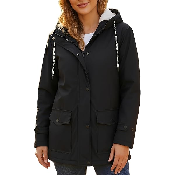 Veste Femme Imperméable Doublée Polaire - Coupe-Vent à Capuche - Parka Hiver Chaud Grande Taille S-5XL - Manteau Outdoor Respirant Pour Pluie Et Froid