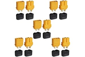 VISSQH 10pcs (5 Paia) connettore xt60H,XT60 connettore Batteria lipo,connettore xt60 Maschio/Femmina, con XT60 Connettore di Alloggiamento Guaina, per Batteria Lipo FPV Drone