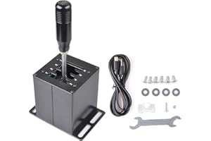 CNRAQR PC USB Simulator Shifter 7+R H Gear Shifter for Logitech G29/G27/G25/G920, T300RS/GT, Compatible with Gearshift PC Windows Steering Wheel for ATS ETS Dust WRC Sim Racing Game