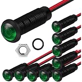 Gebildet 10pcs Plastic Indicator LED Pilot Light AC/DC 12-24V Mounting Hole Size 6mm (Green)