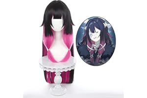 UTIEHD Peluca de cosplay de anime, peluca de impacto Genshin, con dos gorras de peluca, para Halloween, fiesta, etc. (Damselette Colombina Cosplay)