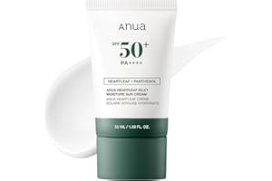 ‎ANUA ANUA Heartleaf Seidige Feuchtigkeits-Sonnencreme SPF 50 PA++++, Koreanischer Sonnenschutz fürs Gesicht, Make-up Basis, mit Niacinamid, ohne Duftstoffe, minimaler Weißschleier, 50ml