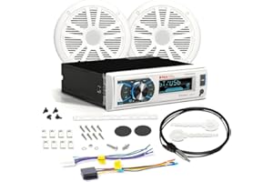 GK SOUND KIT SET MARINO PER BOSS AUDIO SYSTEMS MCK632WB.6 con stereo ricevitore MR632UAB AM/FM bluetooth, una coppia di altoparlanti MR6W, 90 watt rms 180 watt max, MRANT10 dipole antenna, 1 kit + accessori