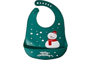 BNOYONERAS Bavaglini in Silicone per Neonati, Bavaglino di Natale in Silicone, Bavaglini Impermeabili Morbidi, Regolabili con Ampia Tasca Raccogli-Food, Perfetti per Neonati e Bambini Piccoli