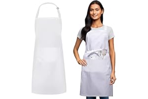 KWQINX Unisex Adjustable Apron with Pockets - Suitable for Home Kitchens, Restaurants, Cafes