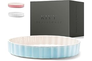 KIVY® Moule à Tarte [28 cm] - Moule à Pâtisserie en Céramique Antiadhésif - Plat à Tarte - Moule à Tarte en Céramique Bleu - Moule Tarte - Moule à Quiche - Moule de Cuisson Rond - Plat Four à Gratin