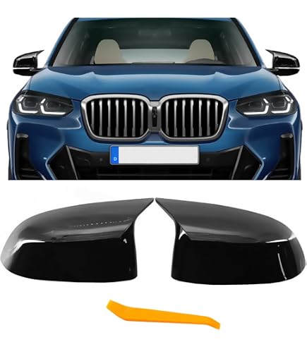 Kit 4 Pièces Coques Rétroviseurs Pour BMW X3 X4 X5 X6 X7 (2018-2023) - Noir Brillant, Style Corne De Taureau