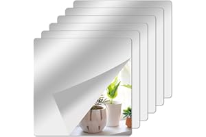 ASSRECT Samoprzylepne akrylowe płytki lustrzane, 15 x 15 cm, kwadratowe naklejki ścienne o grubości 2 mm, bezramowe, elastyczne, montowane na ścianie lustro do domowej siłowni, łazienki, dekoracji