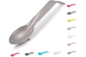PLASTIFIC Cuchara de plástico para cocina y lavavajillas, seguro para descansar, soporte para guardar té, resistente a la corrosión (plata)
