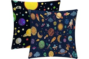 WEGLOK Funda de Almohada Infantil, 2 Piezas, Funda Infantil con Cremallera, Funda de cojín decorativa para niños, Funda de almohada Space, Funda de Almohada de Viaje para niños y niñas