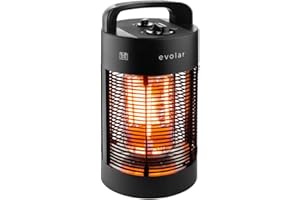 Evolar EVO-HD35 Standheizer - Infrarot Standheizstrahler, Elektrischer Heizstrahler mit 360° Oszillation - Wärmestrahler für Terrasse, Balkon - Standheizung mit Umkippschutz - 350/700 W - Schwarz