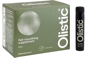 Olistic - MEN, Complemento Alimenticio Anticaída de Cabello, Ingredientes Naturales, con Vitaminas y Extractos Vegetales, Previene la Caída del Pelo, Vegano, Sin Gluten, Hombre - 28 Ampollas