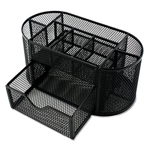 Aussel Schreibtisch-Organisator Bürobedarf Halter Meshabstand Saving Desktop-Briefpapier-Sammlung Caddy 9 Slots (Black) - 6