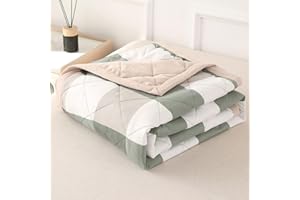 DOTBUY-SHOP Quilted Bedspreads, Check Quilt Bed Throws Cotton Filling Duvet Super King Single Double Size Children's Bed Reversible Quilted Throw for All Season (Green,200x230cm)