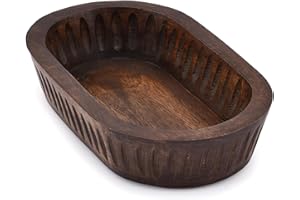 Samhita Ciotole decorative in legno di mango per la decorazione della casa, ciotola lunga decorativa in legno per centrotavola (25,4 x 15,2 x 5,1 cm)