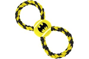 Buckle-Down Dog Toy Rope Tennis Ball Batman Bat Icon Yellow Black Yellow