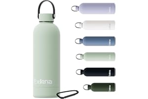 Exllena Botella Termica 500ml – Botella Agua Acero Inoxidable 304, Garrafa Termica para Agua Fría y Caliente, 100% Estanco con Asa y Gancho – Ideal para Viajes, Gym y Exterior